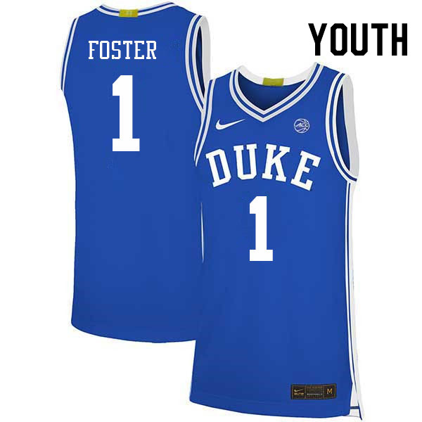 Youth #1 Caleb Foster Duke Blue Devils College Basketball Jerseys Stitched Sale-Blue